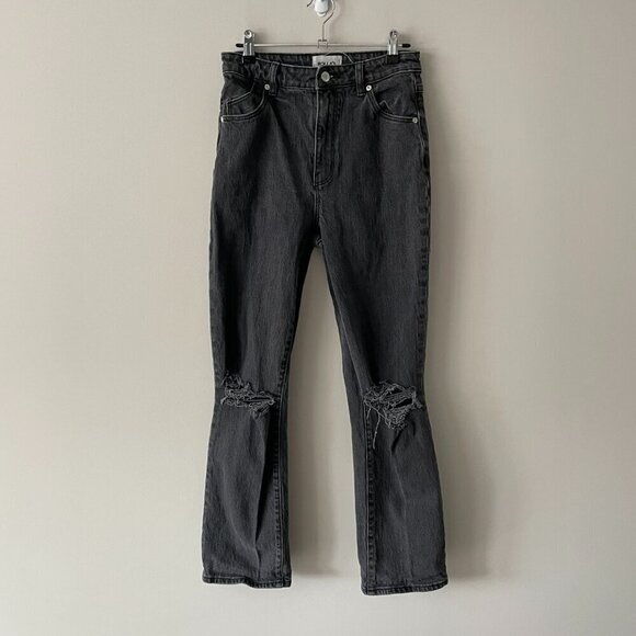 Rolla's High Rise Denim Distressed Charcoal Wash Straight Leg Jeans Black 28 - Picture 2 of 11
